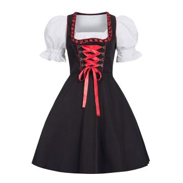 Women's Bavarian Dirndl Costume - Oktoberfest Beer Maid Dress with Blouse