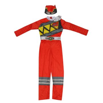 Coloured Heroes Costume Kids Red Dino Hero Jumpsuit with Mask