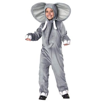 Kids Elephant Onesie Costume with Hood and Trunk - alternate view