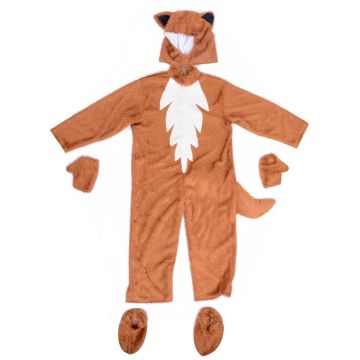 Childrens Fox Costume - Full Body Onesie with Hood, Tail and Paws