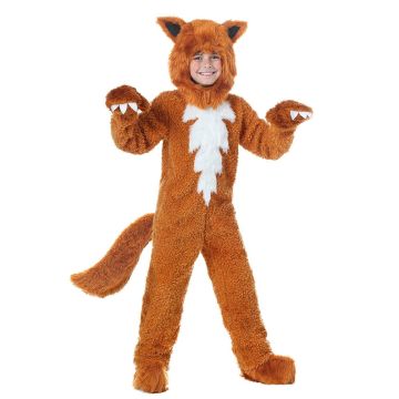 Childrens Fox Costume - Full Body Onesie with Hood, Tail and Paws - alternate view