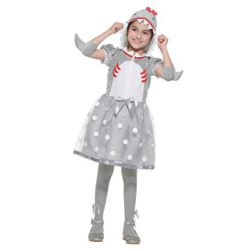 Girls Shark Hooded Dress Costume with Detachable Fin Sleeves