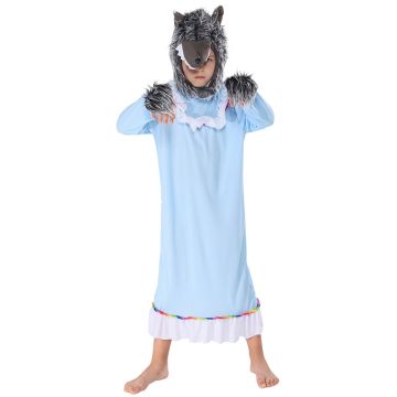 Big Bad Wolf Outfit Kids Costume with Granny Disguise Hood