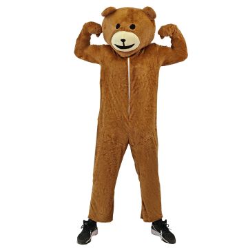 Adult Bear Costume Jumpsuit with Headpiece and Tail
