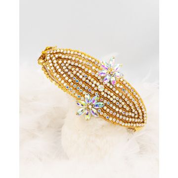 Adult Gold Rhinestone Flapper Headpiece - 1920s Gatsby Forehead Band