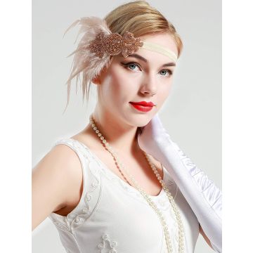 Adult 1920s Flapper Accessory Set - 6 Piece Gatsby Costume Kit with Headband, Gloves, Pearls