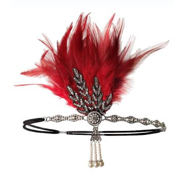 Adult 1920s Flapper Accessory Set - 5 Piece Gatsby Costume Kit with Feather Headband