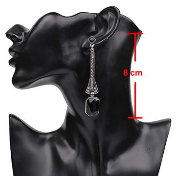 Adult 1920s Art Deco Drop Earrings - Gatsby Flapper Crystal Jewellery
