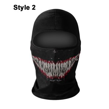 Adult Balaclava Mask Face Cover - Skull Monster Sugar Skull Villain Grin Print