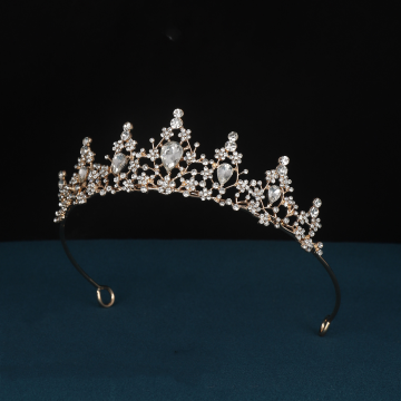 Gold Princess Tiara Headband - Sparkle Teardrop Design for Women & Girls