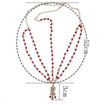 Adult 1920s Art Deco Headpiece - Gold Flapper Head Chain with Beaded Strands