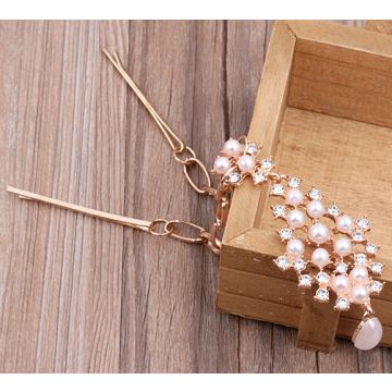 Women's 1920s Rose Gold Flapper Headpiece with Pearl & Crystal Pendant