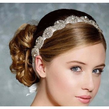 Adult 1920s Crystal Headband - Art Deco Gatsby Rhinestone Bridal Headpiece - alternate view
