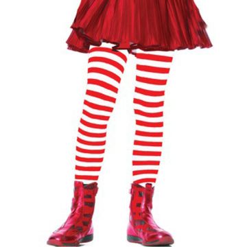 Kids Red and White Striped Tights - Candy Cane Pantyhose - alternate view