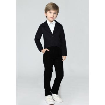 Kids Black Tailcoat Jacket - Magician Ringmaster Formal Costume - alternate view