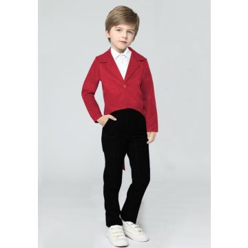 Kids Red Ringmaster Tailcoat Jacket - Magician Showman Costume - alternate view