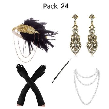 Adult 1920s Flapper Accessory Set - 5 Piece Gatsby Costume Kit with Headband Gloves Pearls - alternate view 7