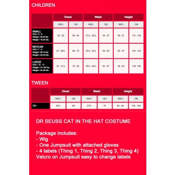 Kids Red Jumpsuit Costume with Interchangeable Labels & Blue Wig