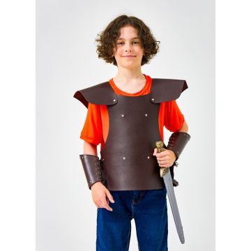 Kids Greek Demigod Warrior Costume - Ancient Hero Armor Set with Camp T-Shirt