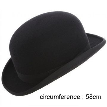 Adult Black Bowler Hat - Classic Victorian Derby Hat with Ribbon Band