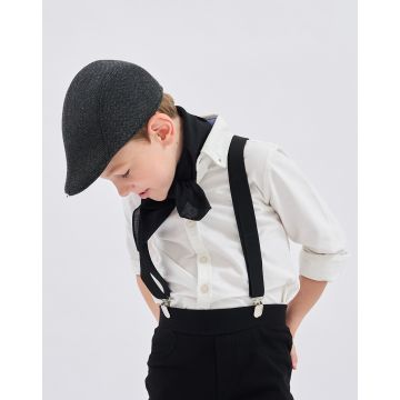 Kids Grey Herringbone Flat Cap - Newsboy Victorian Colonial Costume Hat