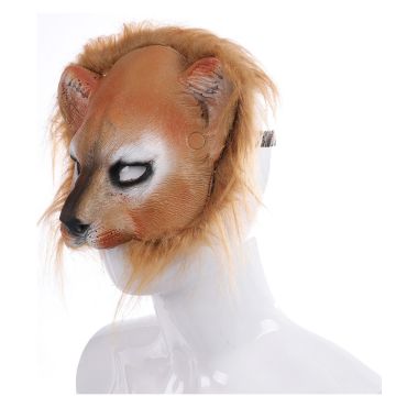 Adult Leopard Animal Mask with Fur Mane - Big Cat Face Costume Accessory