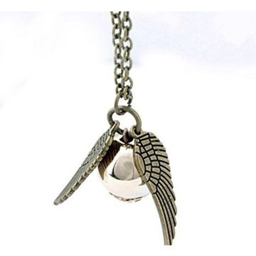 Golden Snitch Necklace with Wings - Quidditch Seeker Pendant