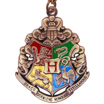 Wizard School Crest Necklace - Bronze Shield Pendant with House Emblems