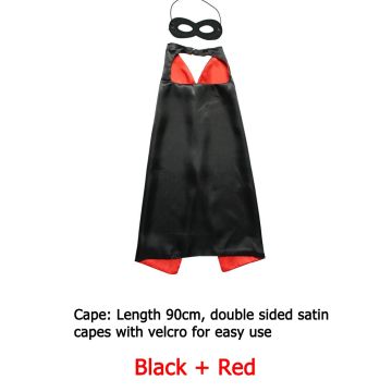 Kids Superhero Cape and Mask Set - Black Red Reversible Costume Accessory - alternate view