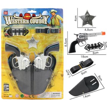 Kids Gun Holster Costume Set - Western Sheriff Toy Revolver & Badge Accessory