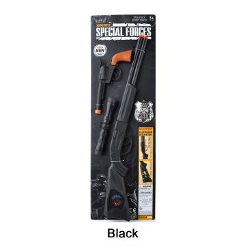 Kids Toy Rifle Set - 50cm Black Plastic Rifle with Scope & Pistol - alternate view