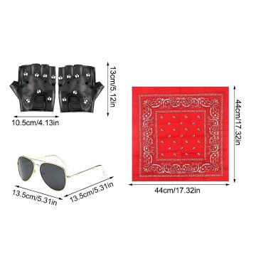 Adult 80s Rock Star Costume Accessory Set with Wig, Bandana & Gloves