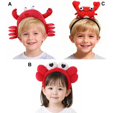 kids crab headband costume accessory - red plush ocean sea creature hat - alternate view