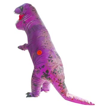 Kids Purple Dinosaur Inflatable Costume - T-Rex Jumpsuit with Fan