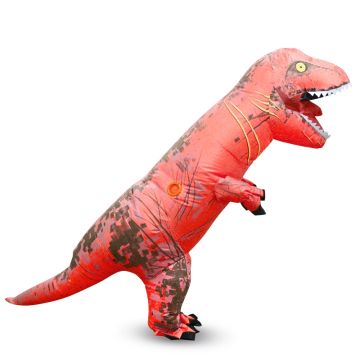 Kids Red Blow Up Dinosaur Costume - Inflatable T-Rex Suit with Fan