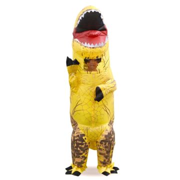Kids Yellow T-Rex Inflatable Dinosaur Costume with Fan