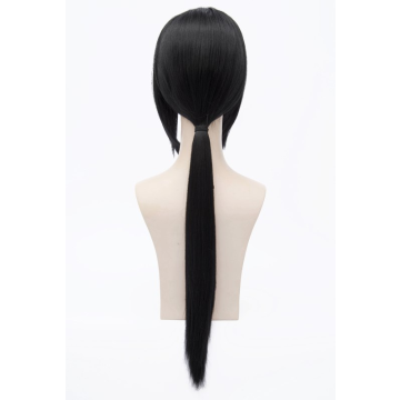 Adult Anime Ninja Wig and Headband Set - Long Black Cosplay Wig with Slashed Village Symbol