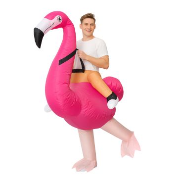 Adult Inflatable Flamingo Costume - Ride-On Tropical Bird Suit