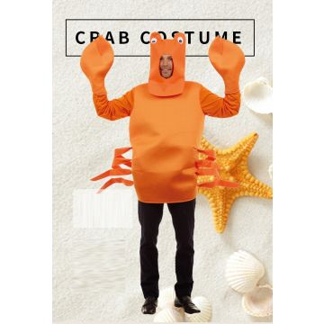 Orange Costumes Adult Giant Crab Suit with Claws and Hood