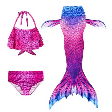 Girls Mermaid Swimsuit 3-Piece Set with Swimmable Tail & Monofin - alternate view