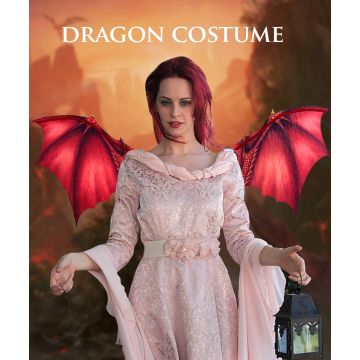 Dragon Wings Costume Accessory - Red Fantasy Wings with Wire Frame