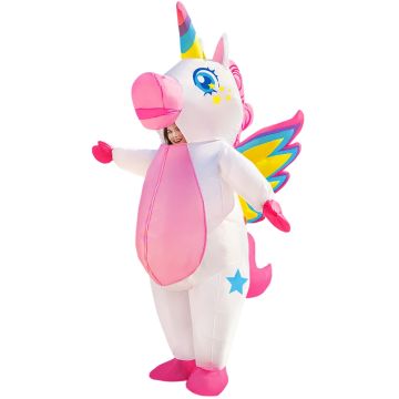 Kids and Adults Inflatable Unicorn Costume - Rainbow Wings Fantasy Outfit - alternate view