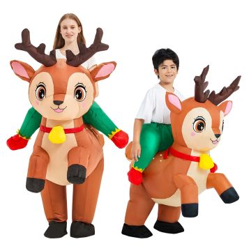 Kids and Adults Inflatable Reindeer Costume - Christmas Ride-On Suit - alternate view 2