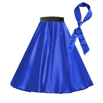 Girls Blue Rock and Roll Skirt with Scarf - 1950s Costume Set - alternate view