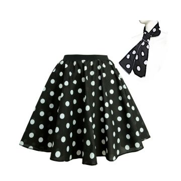 Adult 1950s Rock n Roll Polka Dot Skirt and Scarf Costume Set - alternate view
