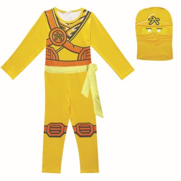 Kids Block Ninja Hero Costume Yellow Ninja Warrior Suit with Mask - alternate view