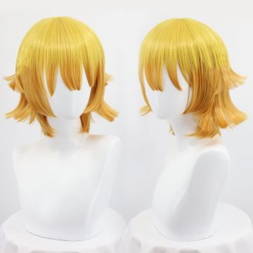Adult Yellow Ombré Anime Wig - Short Layered Cosplay Wig with Orange Tips