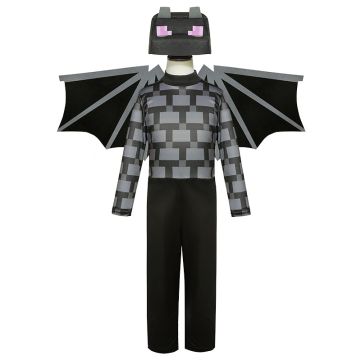 Kids Pixel Dragon Costume with Wings and Mask - Block World Dragon