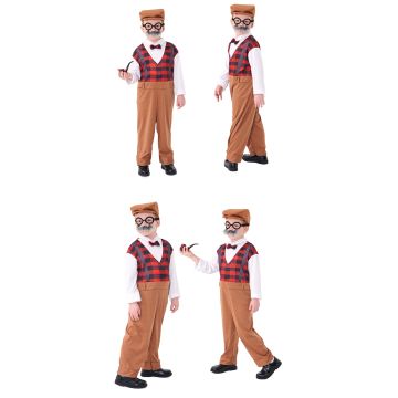 Kids Old Man Costume Jumpsuit with Hat and Glasses