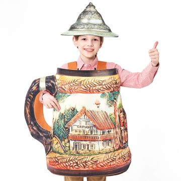 Kids Oktoberfest Beer Stein Costume with Lid Hat - German Bavarian Suit - alternate view 4